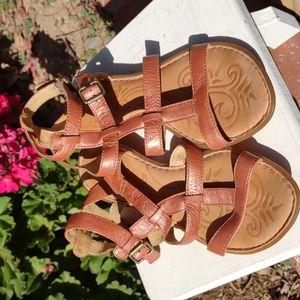 BORN Strappy Ankle Sandals Leather Brown 7 or 38